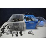 THREE TUBS OF BICYCLE SPARES to include a large quantity of rear derailleur and derailleur parts,