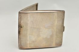 A GERORGE V SILVER CIGARETTE CASE , engine turned decoration, engraved monogram to Art Deco