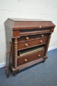 A VICTORIAN MAHOGANY SCOTTISH CHEST OF TWO OVER THREE DRAWERS, with a secret ogee fronted drawer, on