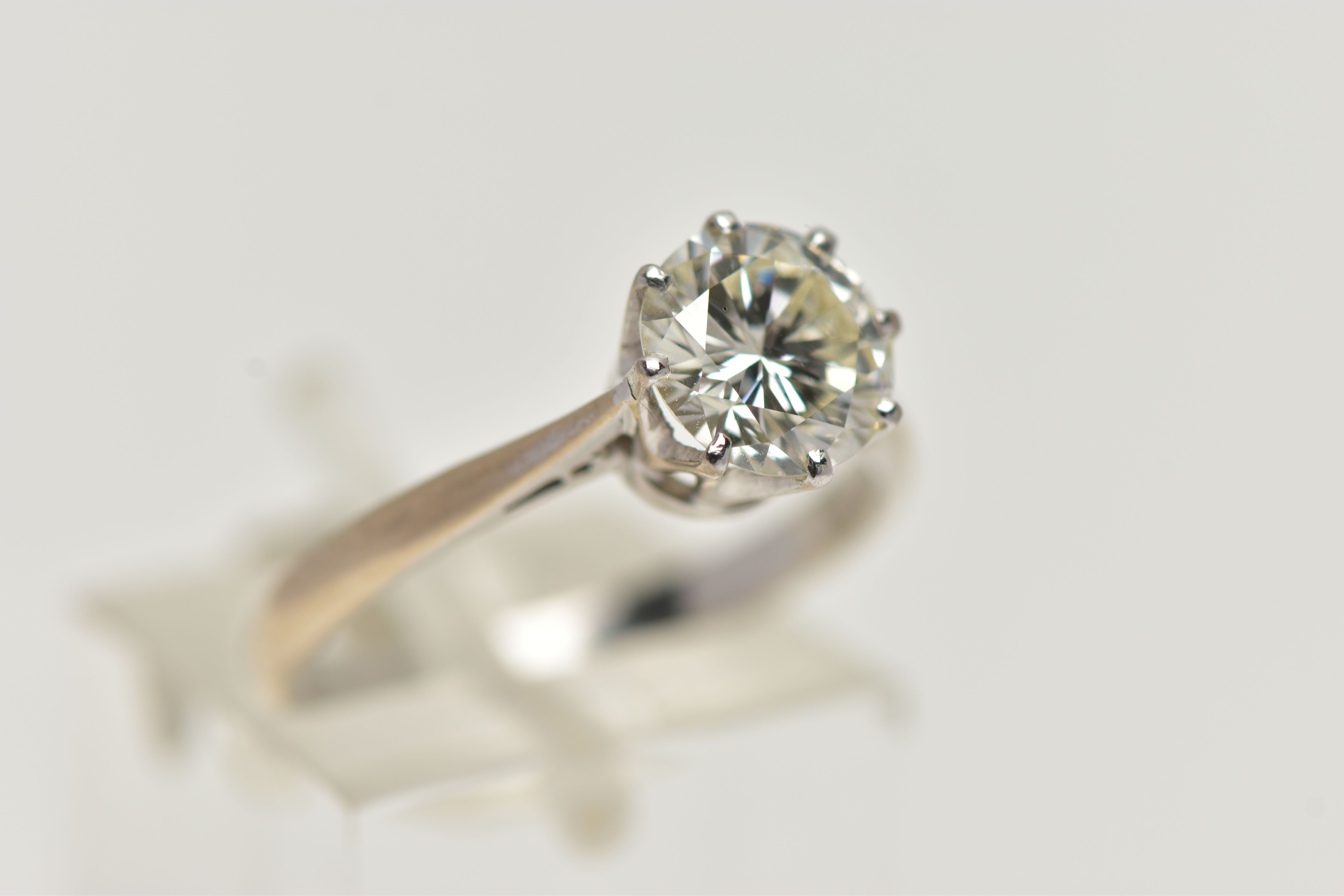 A MODERN SINGLE STONE DIAMOND RING, round brilliant cut diamond, estimated carat weight 1.50ct, - Image 4 of 12