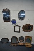 A SELECTION OF WALL MIRRORS, to include a Georgian fretwork mirror, two Georgian/Victorian