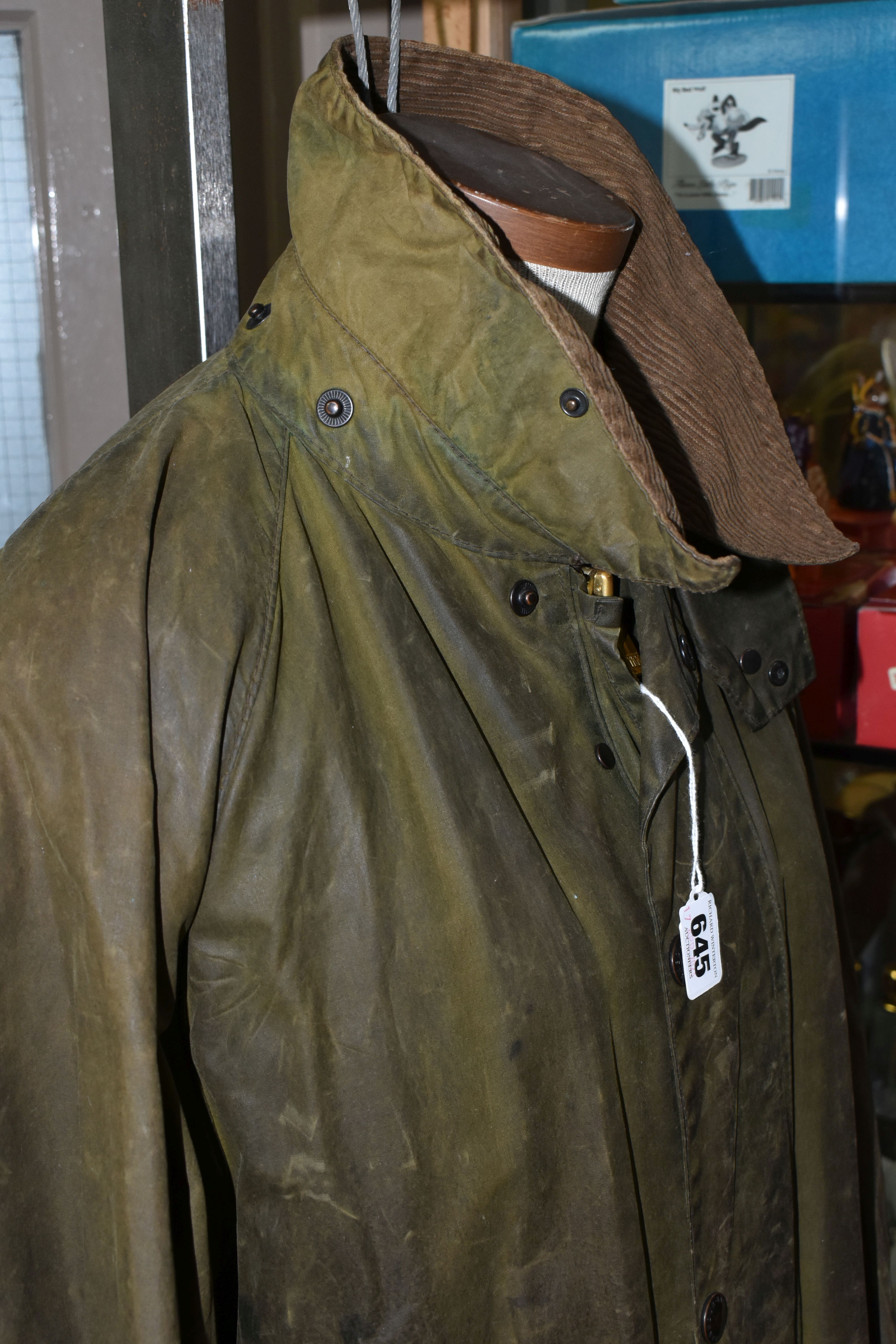 A BARBOUR WAX JACKET, 'Gamefair' style, size 102cm/40 , with detachable hood (1) (Condition - Image 4 of 9