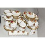 A GROUP OF ROYAL ALBERT 'OLD COUNTRY ROSES' PATTERN TEAWARE, comprising twelve fruit dishes, two