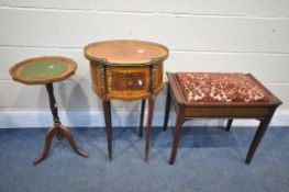 A REPRODUCTION FRENCH WALNUT OVAL SIDE TABLE, with a brass gallery and mounts, and two drawers,