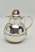 A LATE VICTORIAN SILVER GUERNSEY CREAM JUG, the pull off cover with woven wicker handle, makers