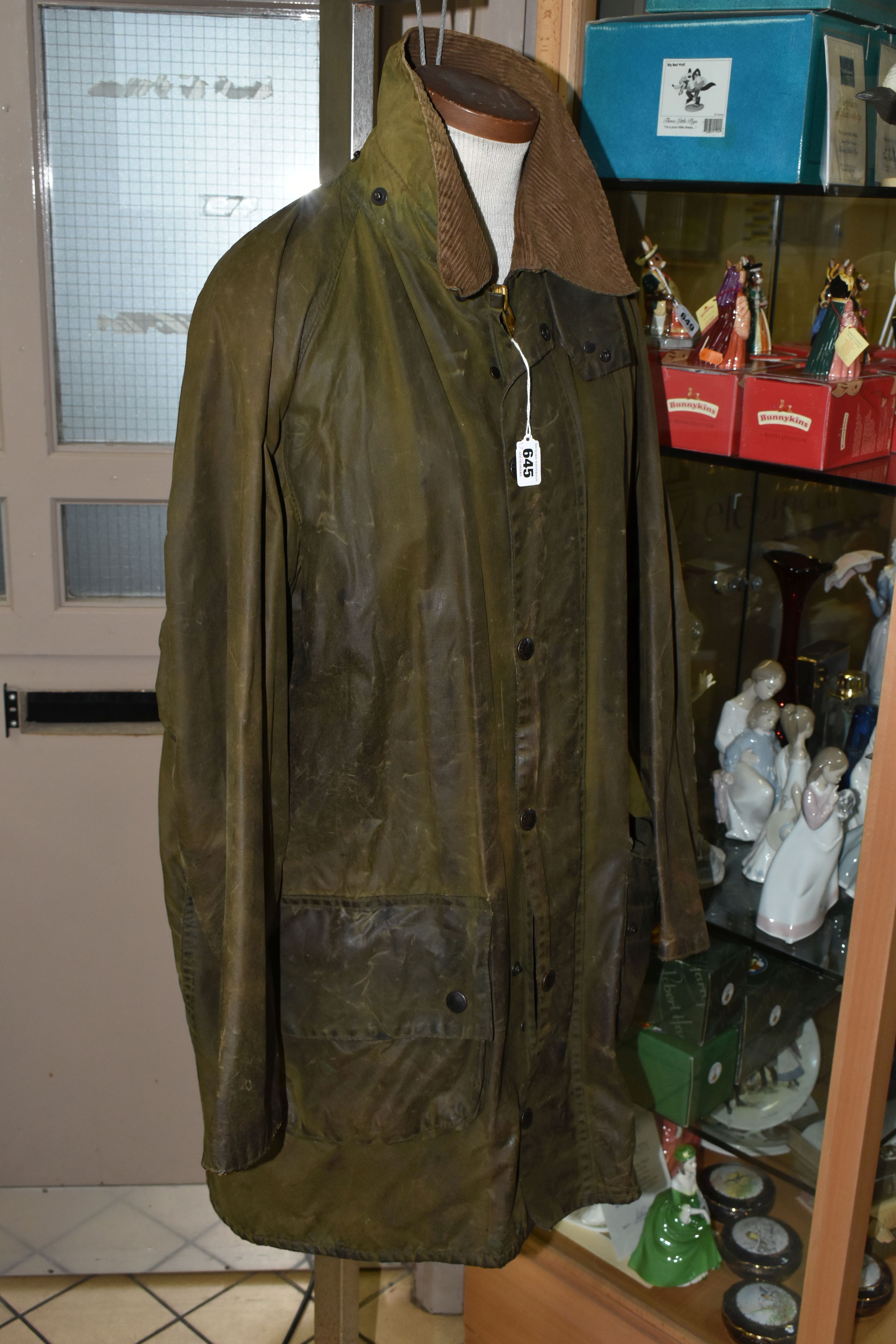 A BARBOUR WAX JACKET, 'Gamefair' style, size 102cm/40 , with detachable hood (1) (Condition - Image 2 of 9