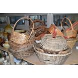 A COLLECTION OF WICKER BASKETS, twenty baskets of various sizes and styles, largest basket