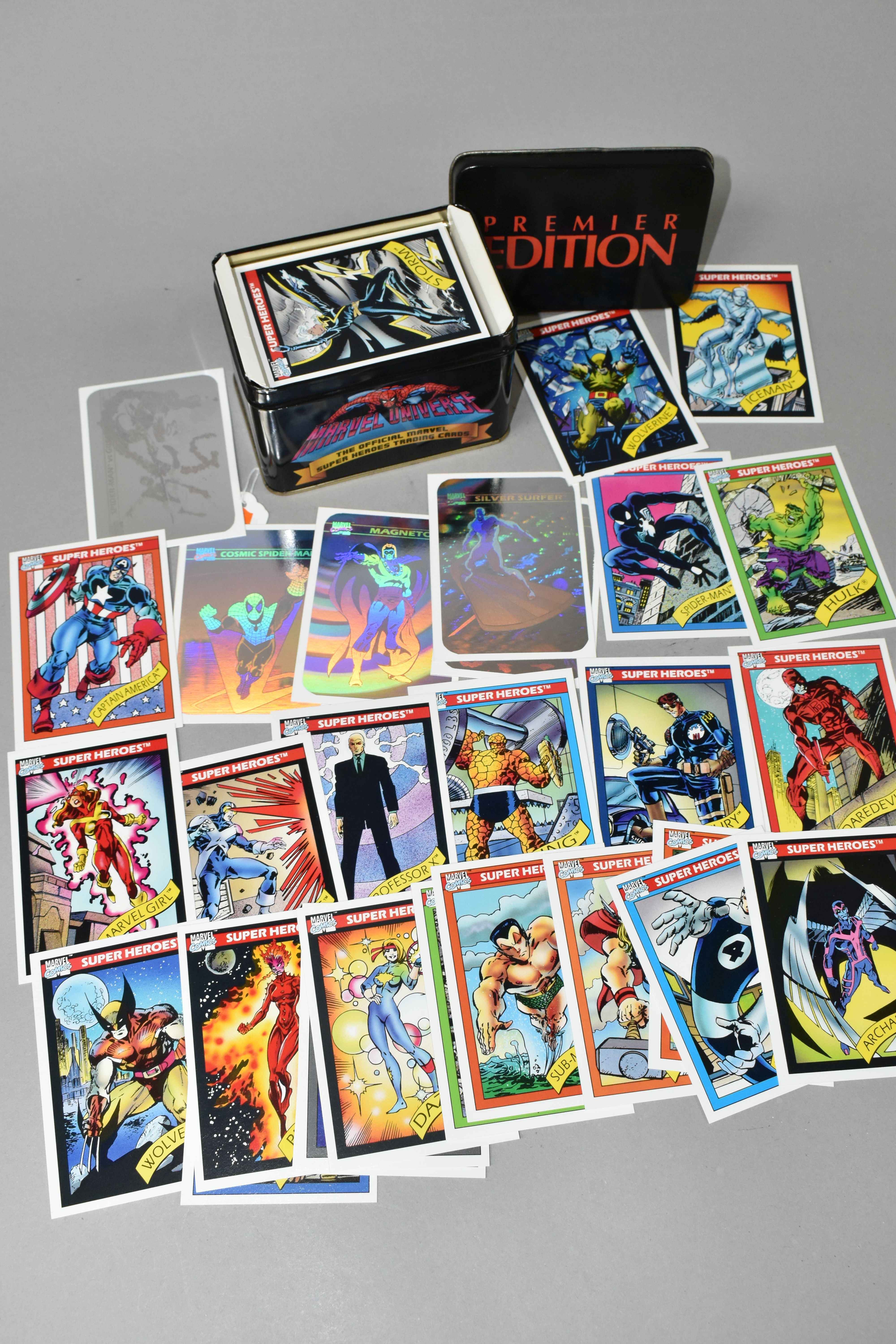 MARVEL UNIVERSE CARDS SERIES ONE PREMIER EDITION, all cards are present including the holos, and are