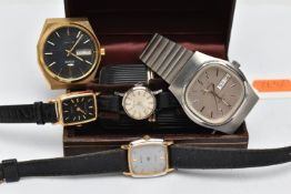 AN ASSORTMENT OF 'BULOVA' WATCHES, to include a quartz movement, square dial signed 'Bulova