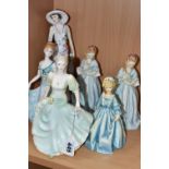 A GROUP OF PORCELAIN LADIES, comprising a Norcroft 'Madison New Yorker', and 'Tina'(reglued left