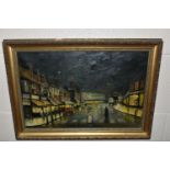 A. WILSON (MID 20TH CENTURY) 'ACOCKS GREEN VILLAGE 1950', a Birmingham suburb at night, signed and