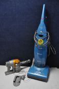 A HOOVER PU2121 UPRIGHT VACUUM CLEANER, along with a Dyson DC16 cordless vacuum, missing pole and