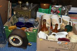 THREE BOXES OF BREWERIANA AND ASSORTED SUNDRIES, to include advertising Pub water jugs Everall