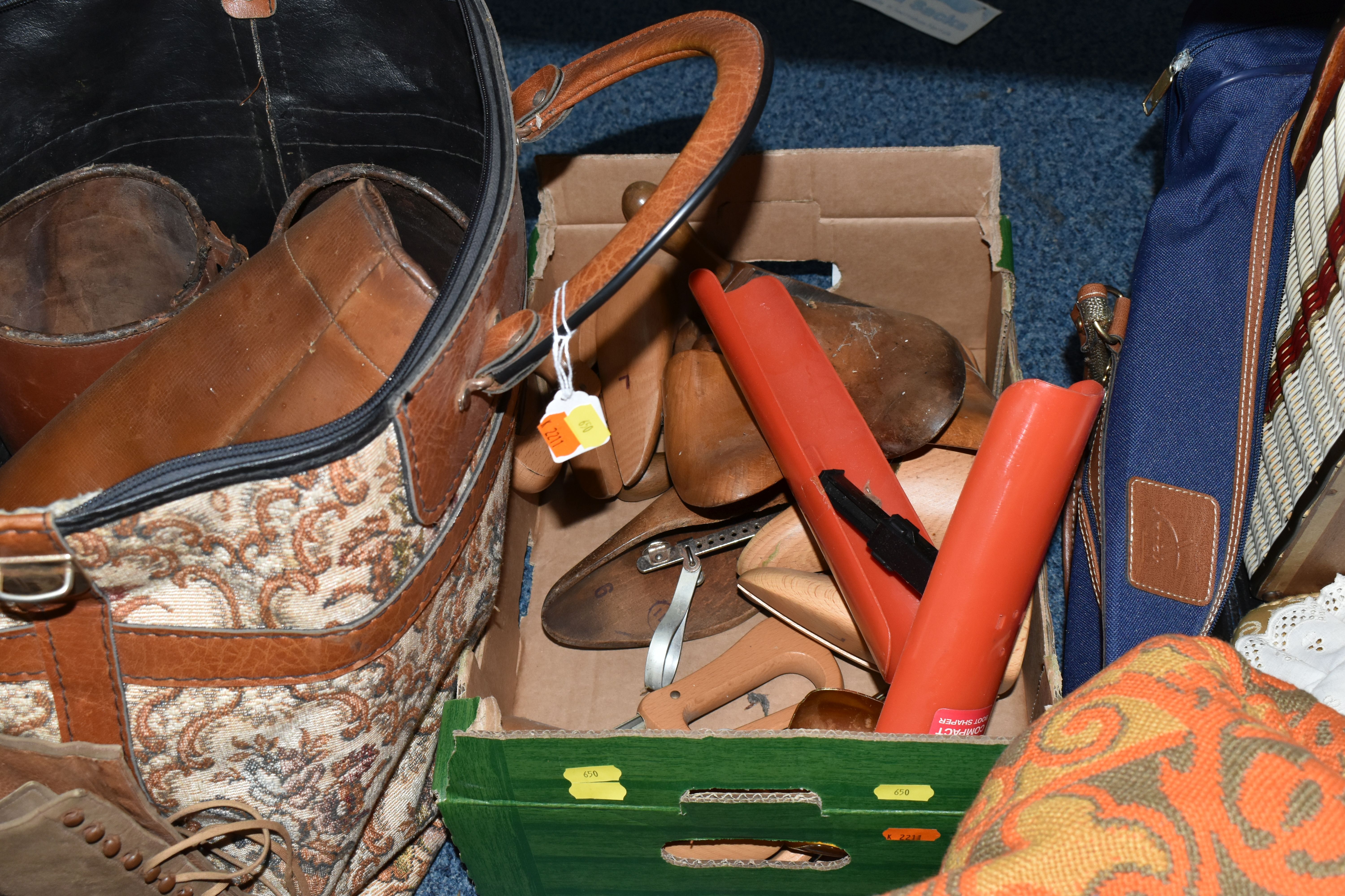 FIVE BOXES AND BAGS OF CLOTHING ACCESSORIES ETC, to include beaded handbags, a box of assorted - Image 3 of 7