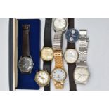 AN ASSORTMENT OF 'ROTARY' WATCHES, to include six gents wristwatches, a watch head and a 'Rotary'