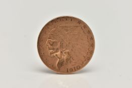AN AMERICAN 2 1/2 DOLLAR COIN, stamped 'Liberty 1910', inscribed 'United States of America',