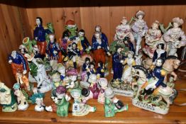 A COLLECTION OF STAFFORDSHIRE STYLE FIGURES AND SIMILAR, comprising 'Sailors Farewell' and '