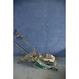 A HAYTER HARRIER 41 PETROL LAWN MOWER with grass box (UNTESTED but engine pulling freely)