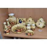 A GROUP OF AYNSLEY 'ORCHARD GOLD' GIFTWARE, comprising two miniature vases (one has a chip and