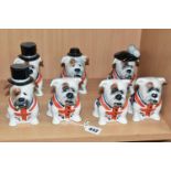 A GROUP OF SEVEN MANOR COLLECTABLES BRITISH BULLDOGS, Winston Churchill style, comprising three with