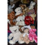 A BOX OF RUSS BERRIE TEDDY BEARS AND SOFT TOYS, over twenty items to include some exclusive bears,