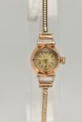 A LADYS 'FELCA' WRISTWATCH, manual wind watch featuring a round gold dial signed 'Felca',