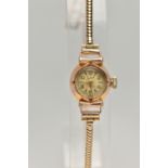 A LADYS 'FELCA' WRISTWATCH, manual wind watch featuring a round gold dial signed 'Felca',