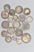 A BAG OF BRITISH COINS, to include One Florin, One Shilling, Six Pence, etc, approximate gross