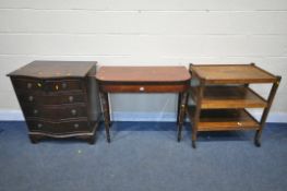 A GEORGIAN WALNUT FOLD OVER CARD TABLE, on turned legs width 91cm, depth x 43cm, height 76cm,