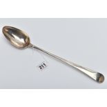 A GEORGE III PETER & ANN BATEMAN SILVER OLD ENGLISH PATTERN BASTING SPOON, engraved initials to