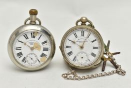 TWO POCKET WATCHES, the first a hand wound movement, signed 'watch and chronometer manufactures