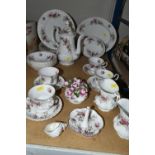 ROYAL ALBERT 'LAVENDER ROSE' PART DINNER SERVICE AND TRINKETS, comprising of four cups and