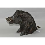 A BRONZE WILD BOAR, seated, height 24cm (1) (Condition report: good condition, no obvious signs of