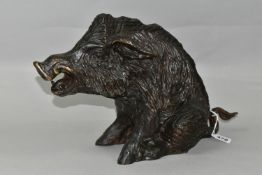 A BRONZE WILD BOAR, seated, height 24cm (1) (Condition report: good condition, no obvious signs of