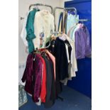 A QUANTITY OF LADIES CLOTHING AND SHOP RAIL, to include twenty four assorted style jackets, blazers,