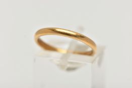 A POLISHED 22CT GOLD THIN BAND RING, polished thin band, approximate band width 2.2mm, hallmarked