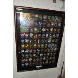 TWO FRAMED TOPPS POKEMON CARD FACTORY SHEETS, factory sheets that were given out as an employee gift