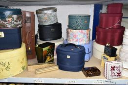 A LARGE QUANTITY OF DECORATIVE STORAGE BOXES, to include four vanity cases, jewellery boxes,