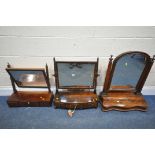 A VICTORIAN FLAME MAHOGANY SERPENTINE SWING MIRROR, with a hinged compartment, width 59cm x depth