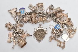 AN ASSORTMENT OF WHITE METAL JEWELLERY, to include a fine box link chain bracelet, a white metal