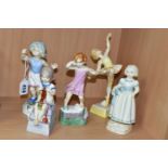 FIVE ROYAL WORCESTER GIRL DAYS OF THE WEEK FIGURES, comprising Monday 3257, Tuesday 3258,