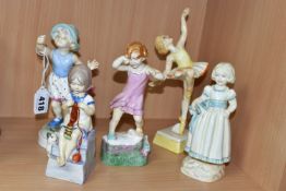 FIVE ROYAL WORCESTER GIRL DAYS OF THE WEEK FIGURES, comprising Monday 3257, Tuesday 3258,