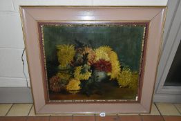 MILDRED PONTING (19TH / 20TH CENTURY) CHRYSANTHEMUMS, a still life study of flowers in a vase,