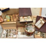 A BOX CONTAINING SEVERAL BOXES OF ASSORTED SIZED WATCH AND POCKET WATCH GLASS COVERS etc