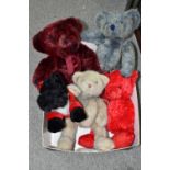 FOUR RUSS BERRIE TEDDY BEARS AND A RUSS BERRIE SCOTTIE DOG, the bears include 'Trafalgar', '
