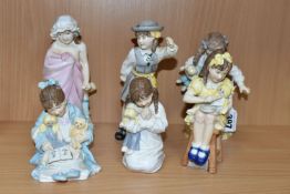 SIX ROYAL WORCESTER KATIE'S DAY FIGURINES, comprising Schooltime, Teatime, Playtime, Bathtime,