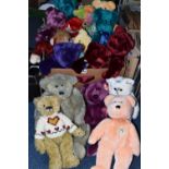 A BOX OF TY BEANIE BUDDIES AND BEANIE BABIES SOFT TOYS, mostly bears, approximately twenty in total,