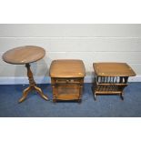 AN ERCOL WINDSOR ELM LAMP TABLE, with a single drawer, width 48cm x depth 45cm x height 55cm,