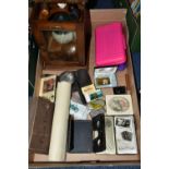 A BOX OF SMOKING RELATED PARAPHERNALIA ETC, to include a pipe smokers cabinet with mixing bowl -