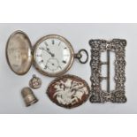 FIVE ITEMS OF MAINLY LATE 19TH TO EARLY 20TH CENTURY ITEMS, to include a 1930's silver full hunter